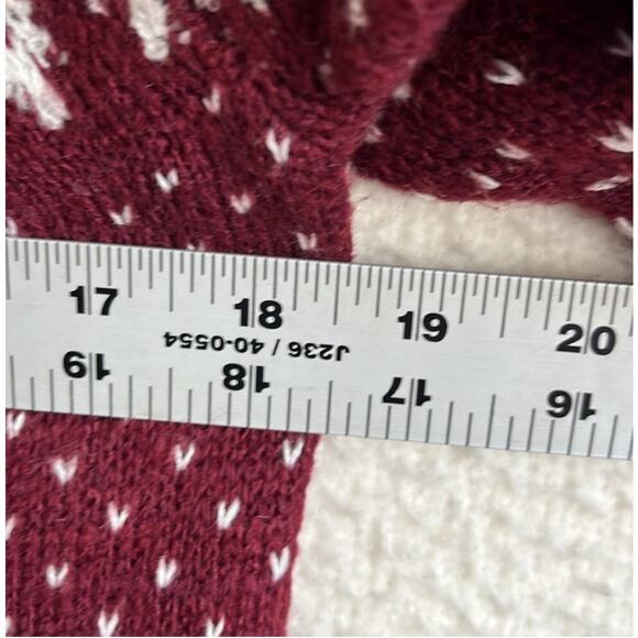 Eddie Bauer Fair Isle Women's Burgundy and White Wool Mohair Sweater Medium - Picture 4 of 6